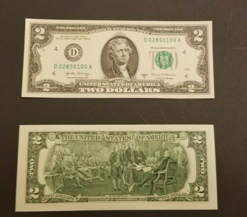 1 Uncirculated Crisp 2017 A Series $2 Note Two Dollar Bill In Protective Sleeve