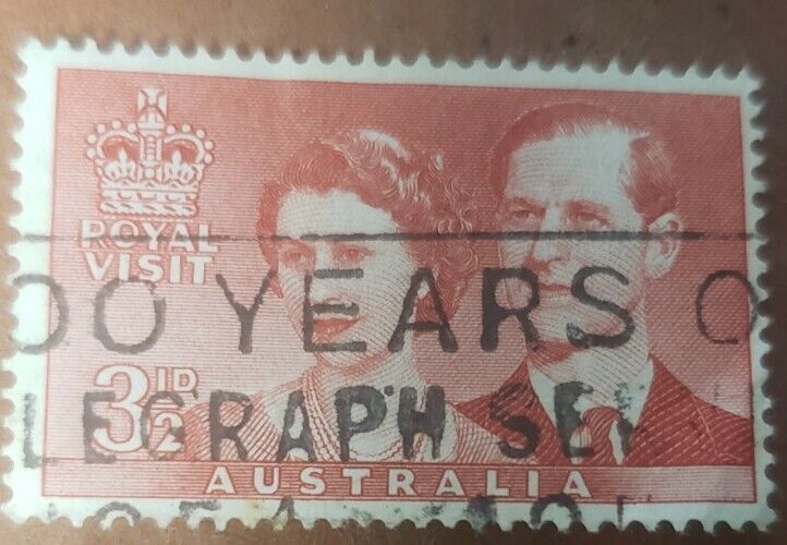Gm195 Australia 3 1/2d 1954  Qeii Royal Visit Used Stamp