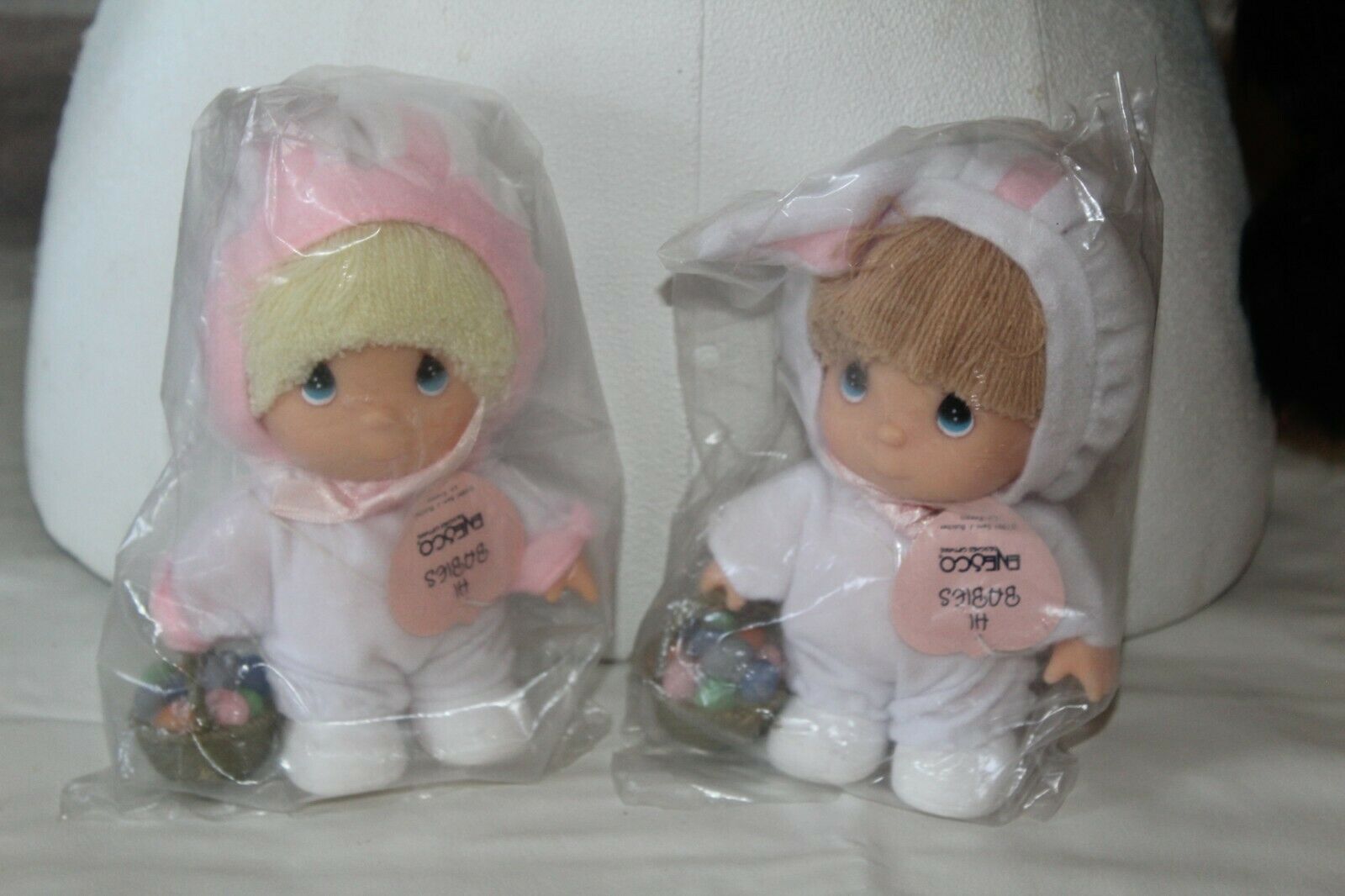 Precious Moments Enesco Hi Easter Plastic Doll Girl Boy Bunny Set Sealed 1994