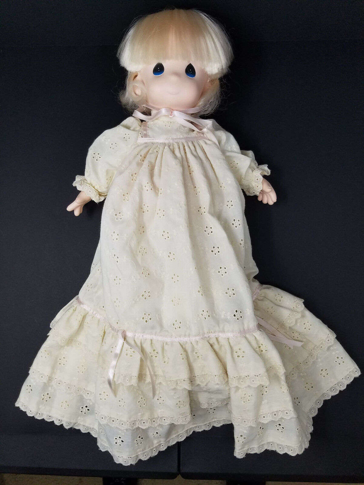 Vintage 1992 Precious Moments Eyelet Dress 16" Christening Doll "jenny"